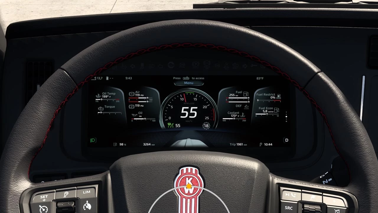 ATS – Kenworth T680 Yeni Nesil Geliştirilmiş Gösterge Paneli V1.0 Modu – 1.53
